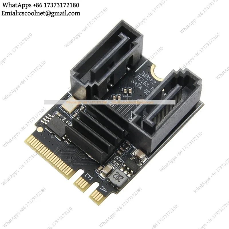 M.2 Key A+E to 2 Port SATA 3.0 Expansion Card PCle 3.0 WIFI NGFF 2230 SSD Adapter for PC Computer