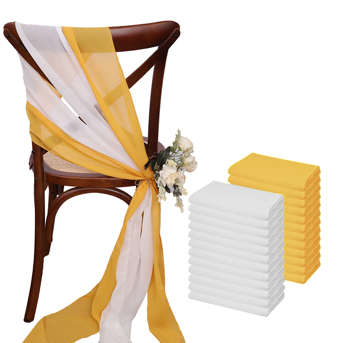 Imagem -06 - Chiffon Cadeira Sashes Casamento Sash Chair Covers Wedding Party Ribbon Corredor Cadeira Decor 17x275cm 24 Pcs Branco