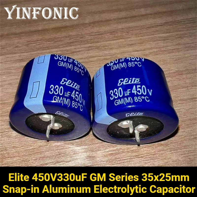 2 шт./5 шт. Elite 450V330uF GM серии 35x25 мм 330 мкФ/450 В 85 ° C Высококачественный защелкивающийся алюминиевый электролитический конденсатор