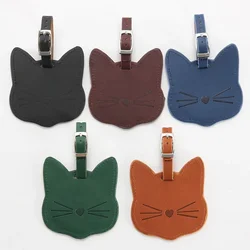 Cute Cartoon Cat Luggage Tag Quality Travel Accessories PU Leather Suitcase ID Addres Holder Baggage Boarding Tag Portable Label