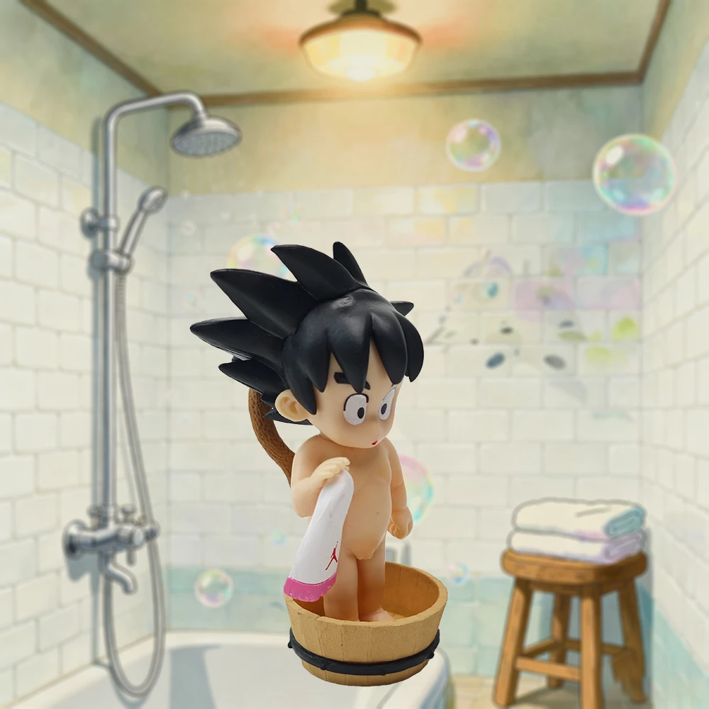 ตุ๊กตาฟิกเกอร์อนิเมะดราก้อนบอล ตัวละครวูคง น่ารัก สไตล์ Q รุ่นอาบน้ำ/นอนหลับ วัสดุ PVC ของเล่นสะสม