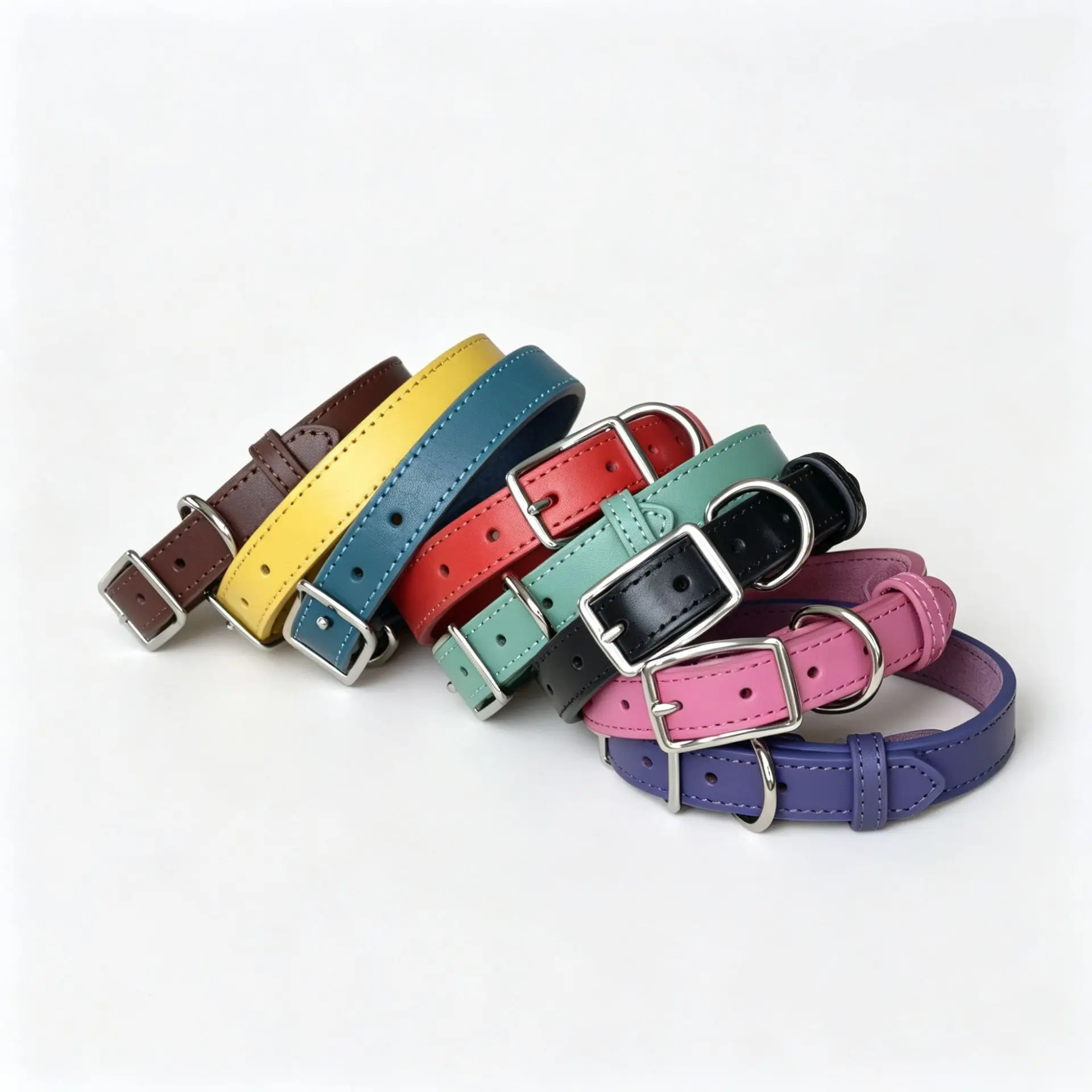 Genuine Leather Dog Collar and Leash Set with Poop Bag Holder Full Grain leather dog collar Matching Lead Waste Bag Dispenser