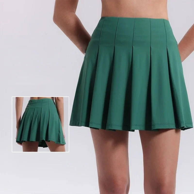 Sports Tennis Pleated Skirt with Pockets Women Fitness Yoga Golf High Waist Short Skirts Basic Versatile Casual MiniSkirt Skort