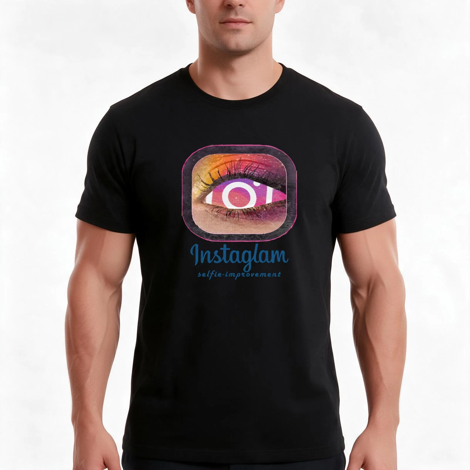 Instaglam: Selfie Improvement T-Shirt, Summer Casual Cotton Tee, Oversized Streetwear Tops, Vintage Graphic Print, 100% Cotton
