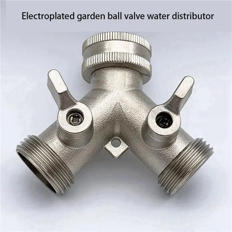 A84X-2Pcs 3/4 2 Way Heavy Duty Garden Hose Splitter Y Splitter Grip Shut Off Valves For Water Tap, Outlet, Spigot