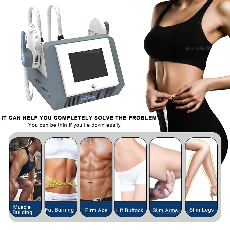 

MECAVIE EMS электромагнитный стимулятор мышц с двойной ручкой, 200 Гц, импульсное радиочастотное тепловое поле для активации мышц и метаболизма жира