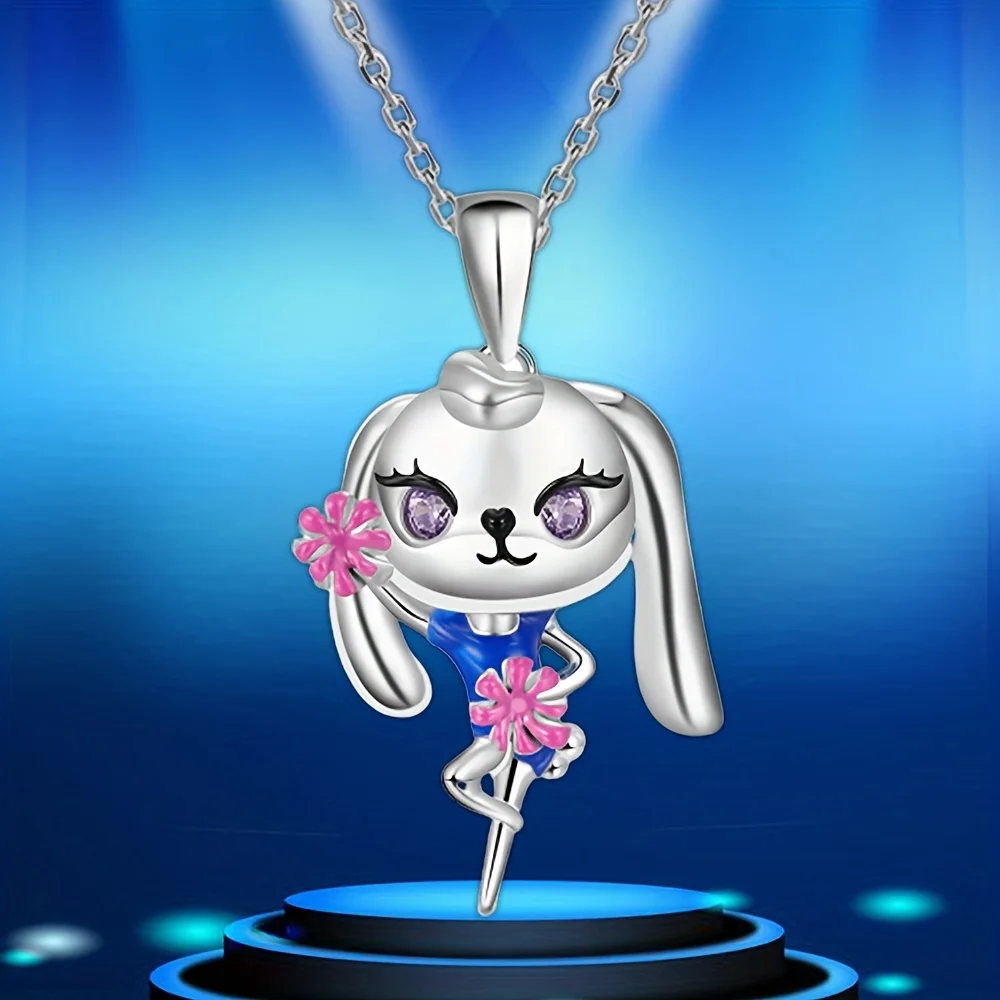 Fashion Pretty Cheerleader Bunny Creative Pendant Necklace Exquisite Versatile Ladies Necklace Perfect Gift for Girls Ladies