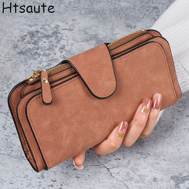 Carteira de cor sólida feminina grande capacidade sacos carteiras de cartão marca de luxo senhoras embreagem moedas bolsas carteiras billetera moeda bolsa