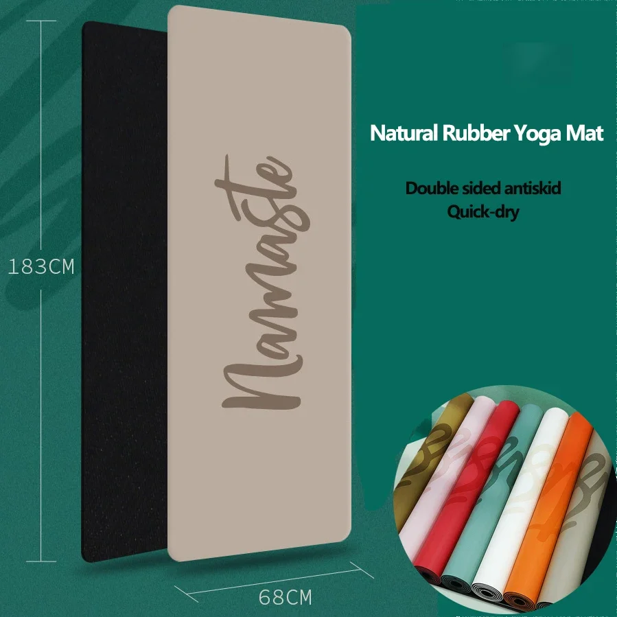 

183cm Natural Rubber Yoga Mat Double Sided Antiskid Quick-dry Dance Mat Soft Shock-absorbing Yoga Pad Lettering Gym Exercise Mat