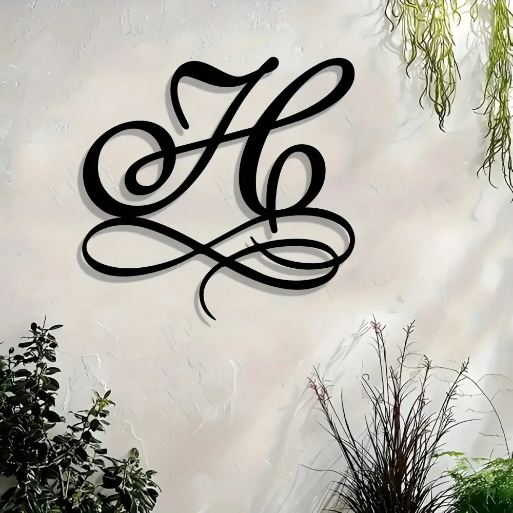 1PC Iron Letter Wall Art - Rustic Metal Monogram Sign for Outdoor Patio Garage Farm Decor