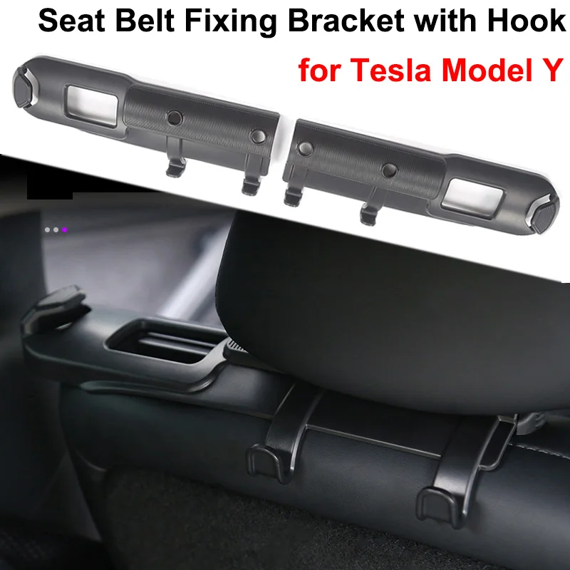 

for Tesla Model Y 2023 Interior Accessories Rear Seat Safety Belt Holder with Hook for Rear Trunk Modified Storage Organizer