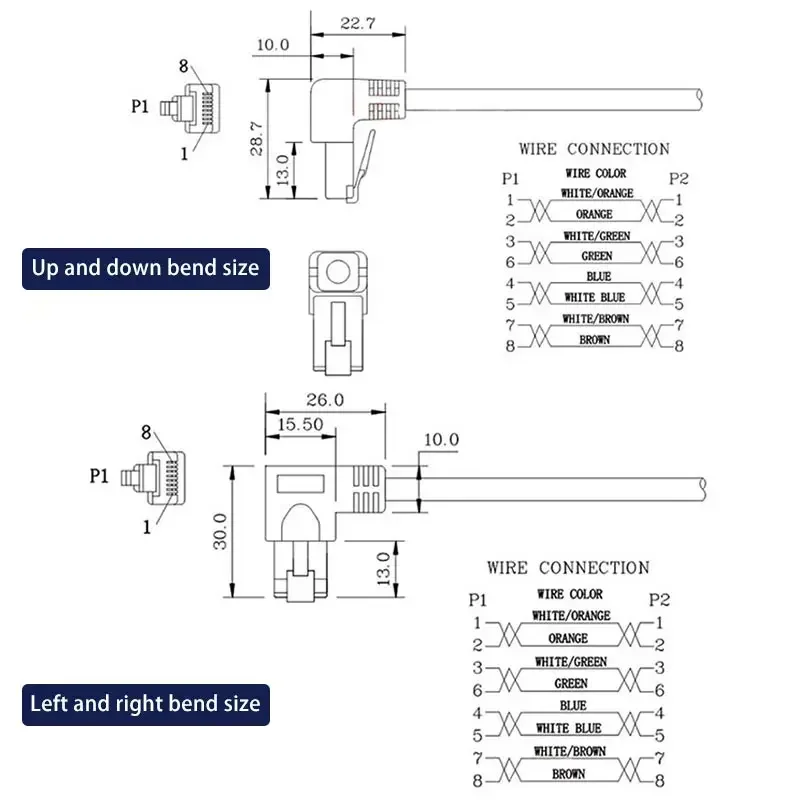 1pc Up/Down/Left/Right Elbow CAT6 RJ45 Network Extension Cable 90 Degrees Gigabit Male to Female Shielded Network Cable Exterder
