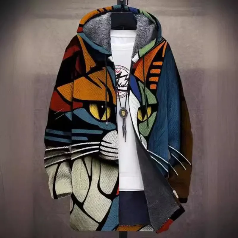 Gran oferta de chaqueta de hombre con forro polar y estampado Digital a la moda de la temporada, prendas de vestir exteriores elegantes para hombre, chaqueta informal de ajuste Regular