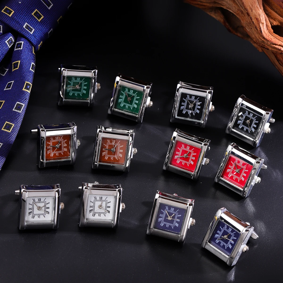 Premium square fashion watch with fun rotating cufflinks Roman literal men's accessories