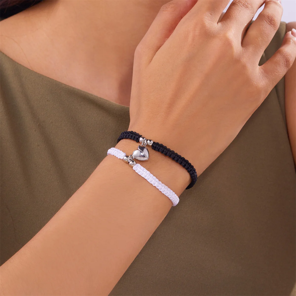 2 Teile/satz Romantische Herz Magnetische Gewinnen Paar Armband Für Frauen Männer Mode Geflochtenen Seil Passenden Armband Freundschaft Schmuck – Detail 30