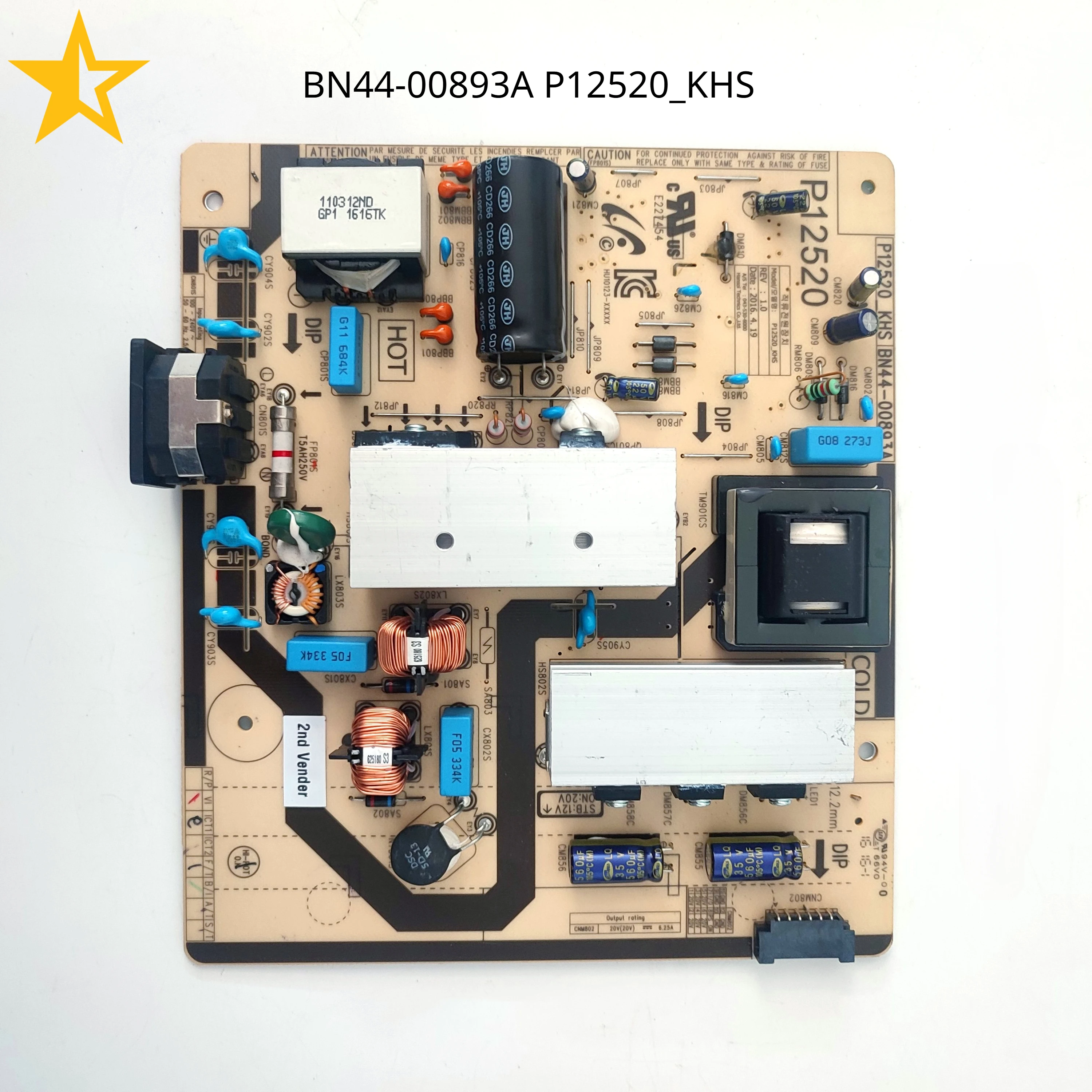 

Genuine Power Supply Board BN44-00893A P12520_KHS is for LC34H892WGE LC34H890WGU LC34H890WGN TV Parts