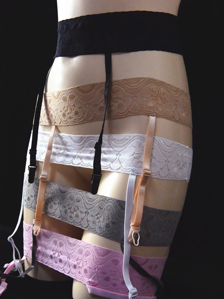 Women's Lace Garters Belt With Stocking Sexy 4 Straps Exotic Lingiers Woman Allure Stocking  Hollow Out Pantyhose