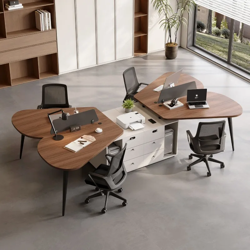 Solid wood desk staff 24 people, staff table and chair combination modern simple light luxury screen workstation designer