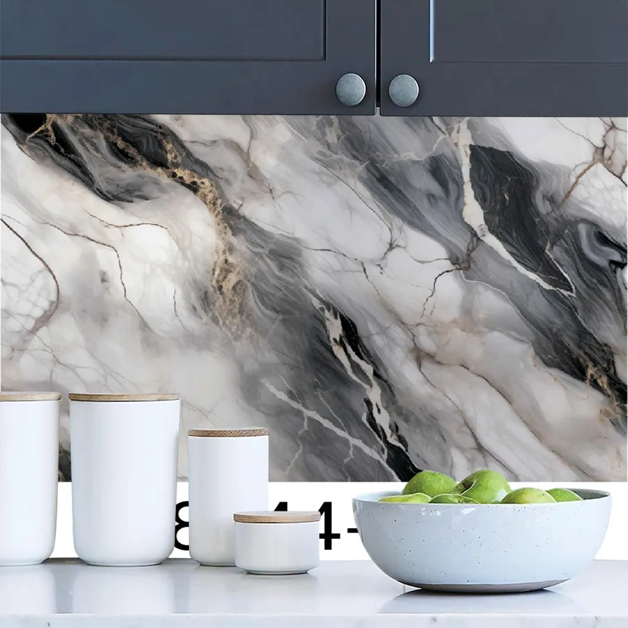 Pet Marble Self Adhesive Waterproof Oil Proof Wallpaper Removable Peel and Stick Wall Sticker for Kitchen Living Room Decoration