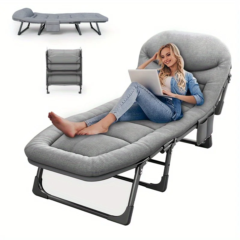 

Camping Cots for Adults, Folding Sleeping Cot Bed W/Mattress, Camp Bed for Travel Office & Home Camping Bed