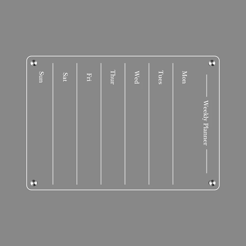 Top-Clear Acrylic Magnetic For Fridge 9X13in Weekly Board Dry Erase Fridge For Reusable Planner With Dry Erase Markers