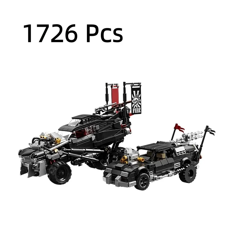 95005 Wasteland Modified Sports Car Building Blocks Post‑Apocalyptic Race Vehicle Model Mechanical Exposed Structure Desktop