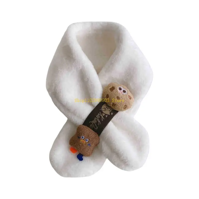 Toddler Fleece Scarf Thick Winter Scarf Infant Travel Scarf Crossing Designs Scarf Warm During Winter Activity Ages 3-10 J0MF