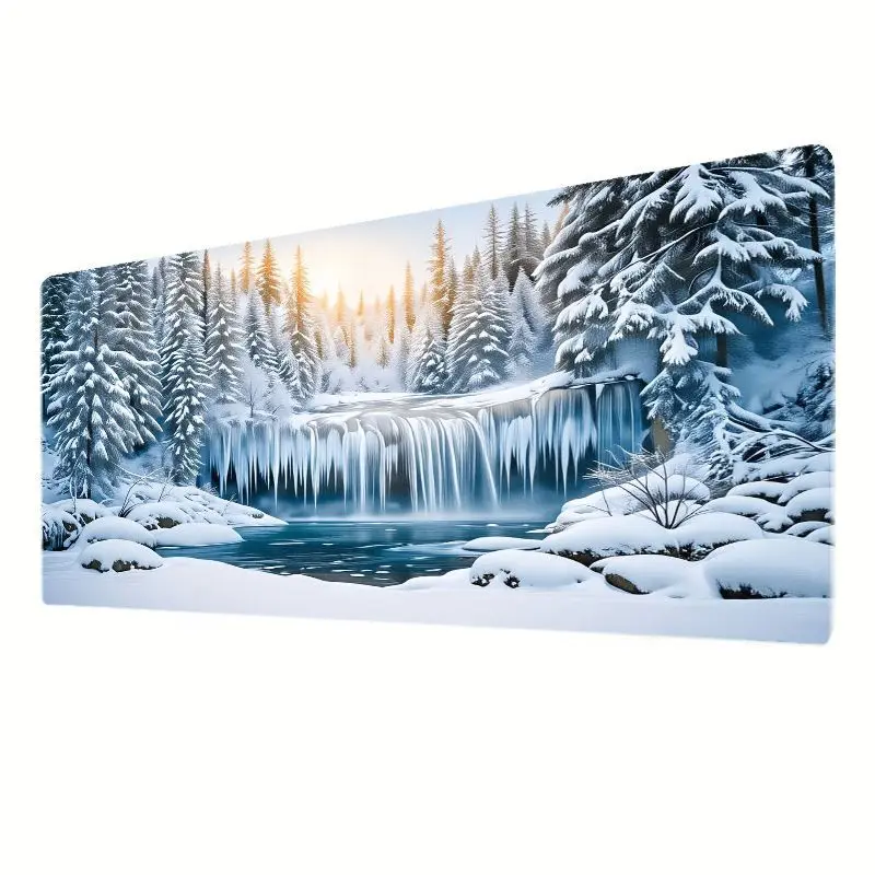 Brand Winter Snowscape Large Mouse Pad Ice Forest Theme Desk Mat Soft Comfortable Office Gaming iMac Accessory Enhance Work Ambi