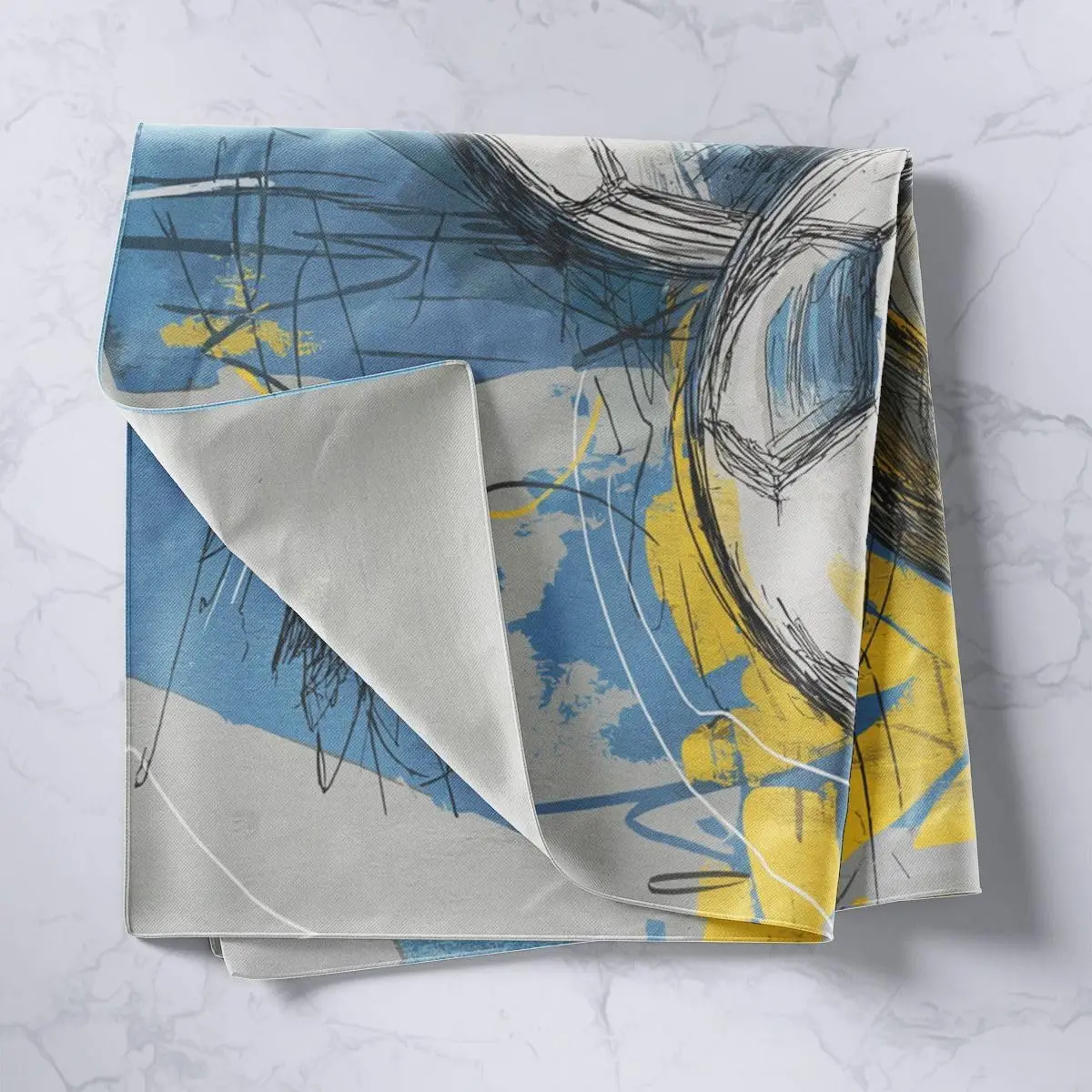 Sketch Style Soccer Ball Tapestry, Blue & Yellow Graffiti Background Print Wall Hanging for Sports Fans & Boys Bedroom Decor