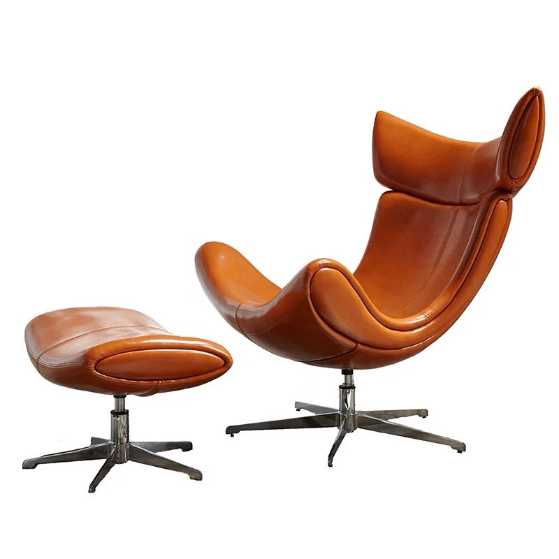 

Modern lounge chair casual design tan leather living room lounge chair with ottoman