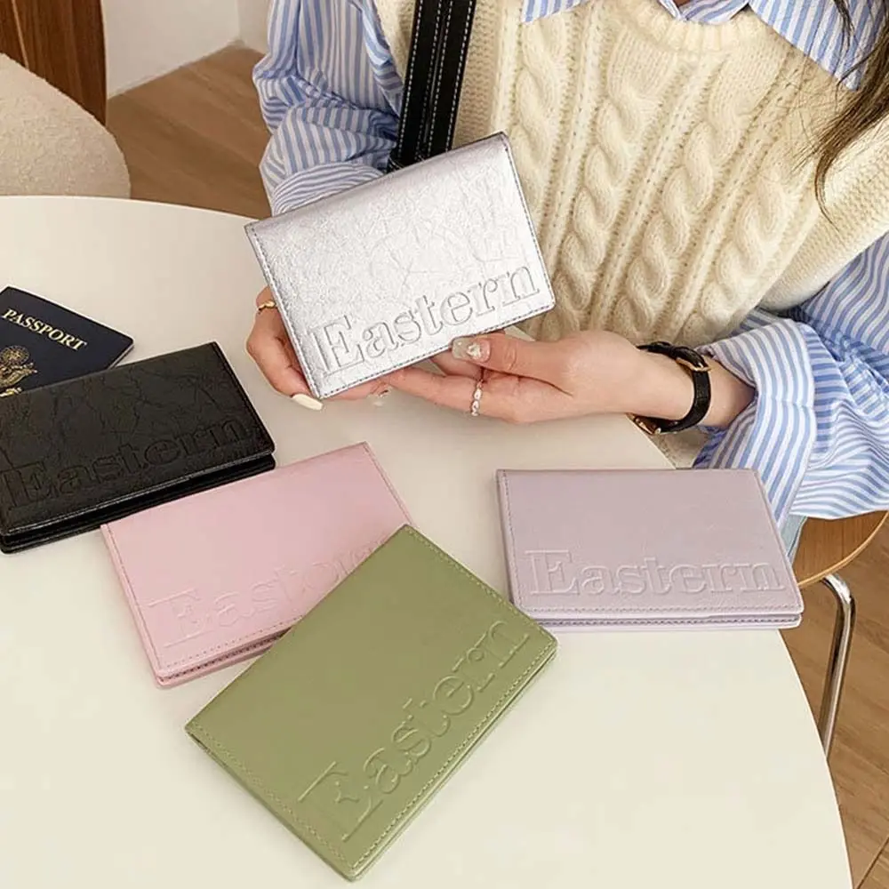 

PU Leather Silver Passport Holder Airplane Check-in Multifunctional Certificate Storage Bag Ticket Holder Letter Passport Clip