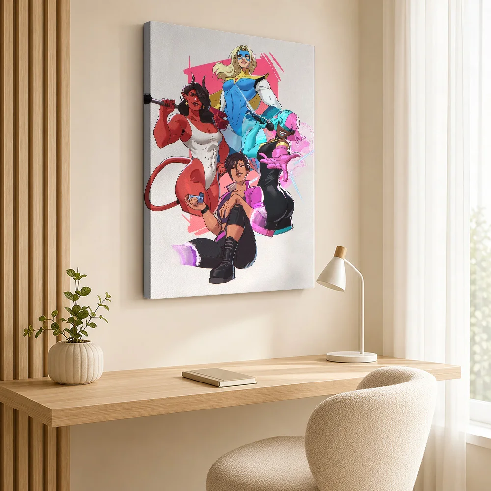 Diverse Group Of Female Superheroes Canvas Poster Custom Photo Modern Aesthetic Wall Art for Bedroom Decor Gift for Collectors