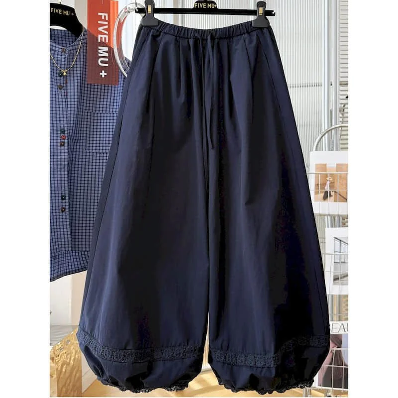 

Harem Pants Casual 2026 Summer Lantern Pants Korean Style Lace Trim Elastic Waist Trousers Streetwear Women Clothing Baggy Pants