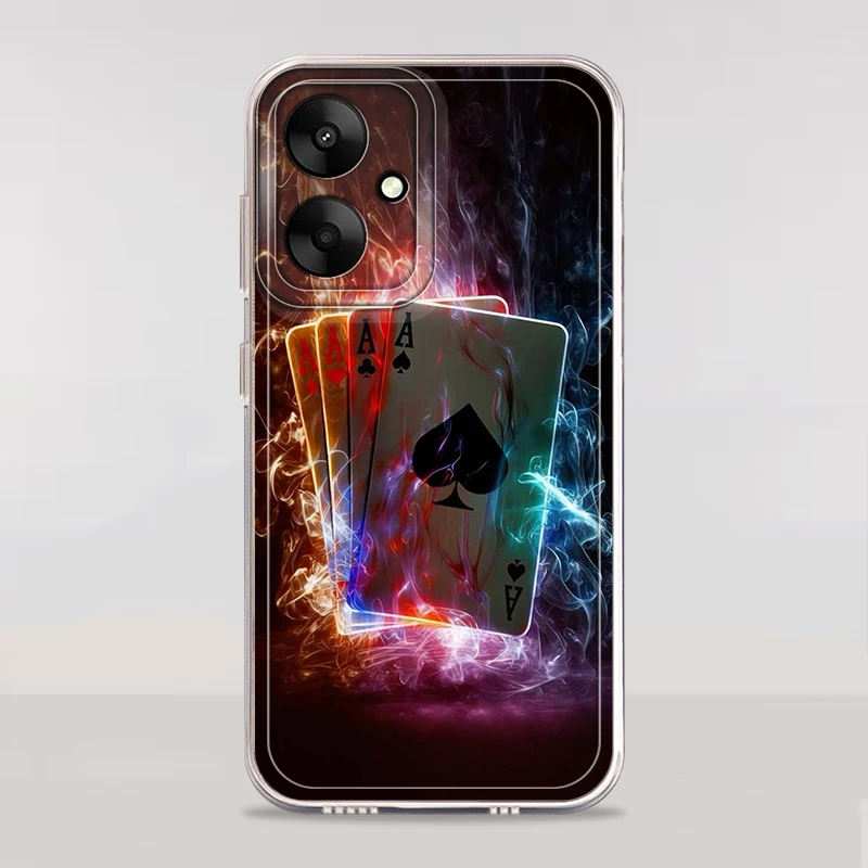 Poker Card Pattern Clear Cover Case for Xiaomi Poco X4 M3 X3 Pro X5 X4 GT X3 NFC