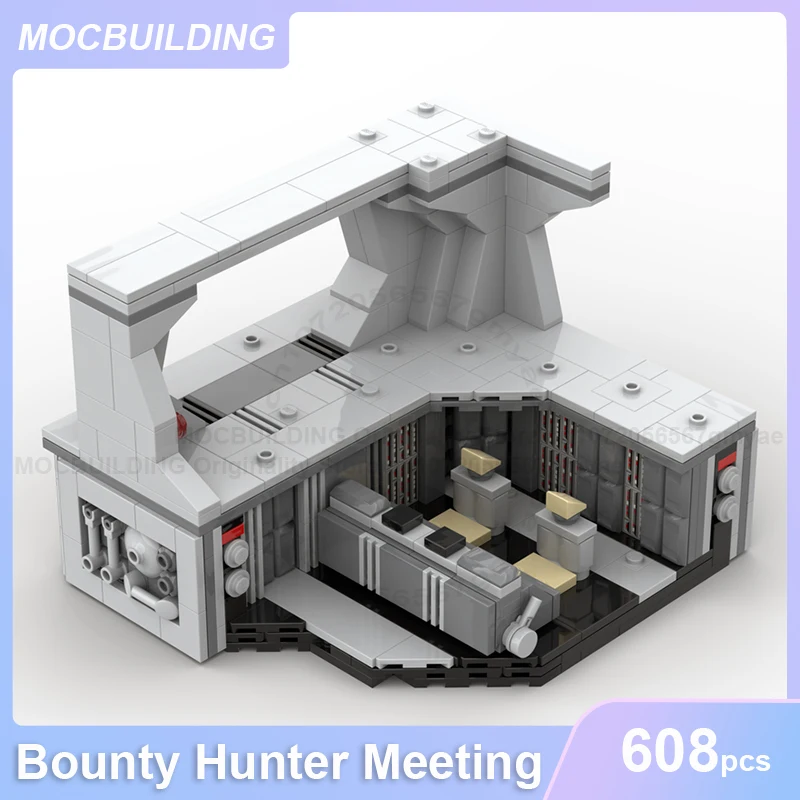 Bounty Hunter Meeting Diorama With Modular Midi-Scale SSD Attachment and Large Multi-Purpose Storage MOC Building Blocks 608PCS