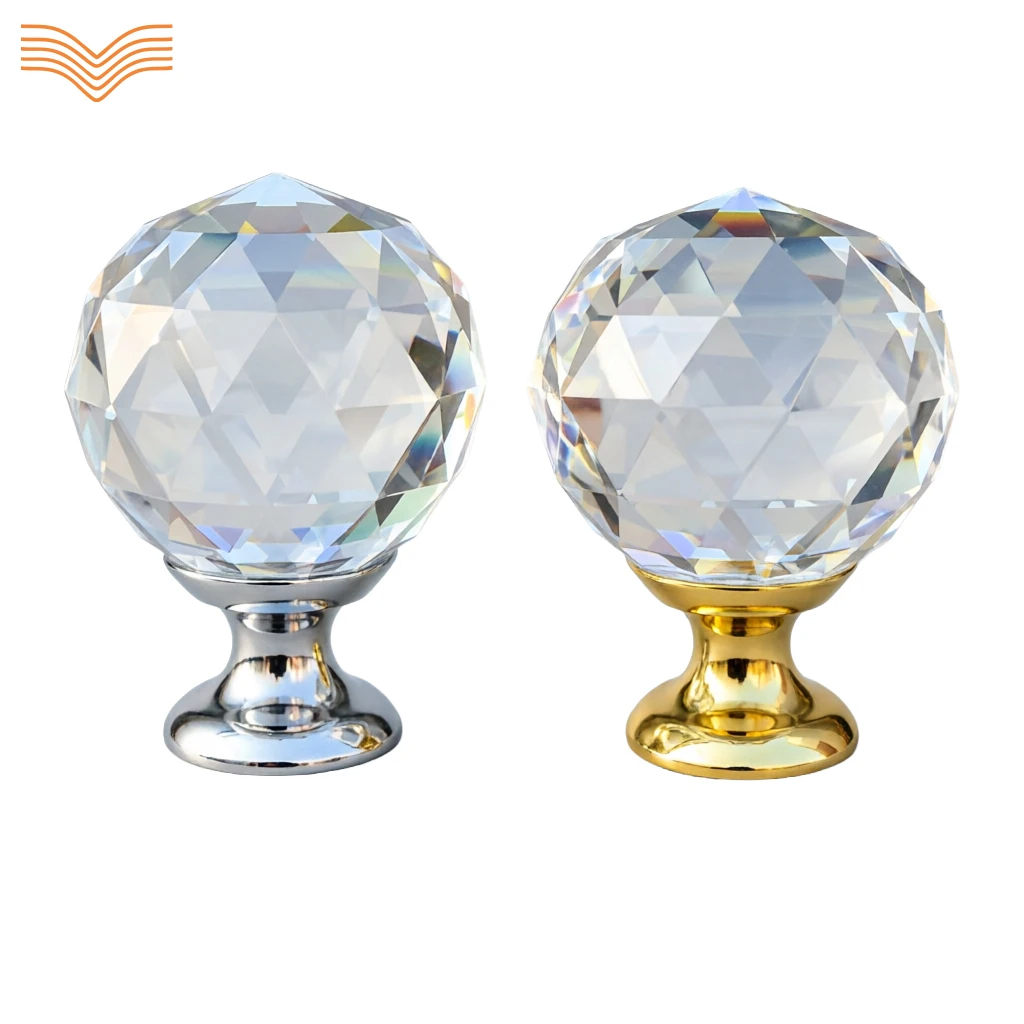 American Spherical Crystal Rhinestone Single Hole Knobs Minimalist Small Handles Wardrobe Drawer Cabinet Nightstand