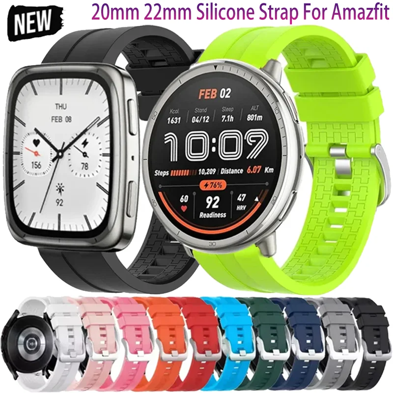 Soft Silicone Strap For Amazfit Active 2 Cheetah Pro/Round Sports Breathable Wristband For Amazfit Balance 2/GTS-GTR 4 3/Bip 6 5