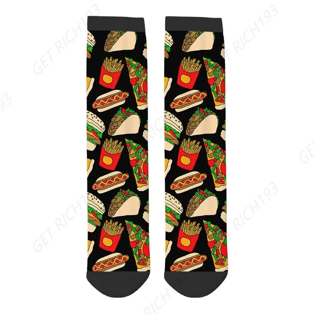 

Забавные носки с гамбургером, пицца, гамбургер, хот-дог, картофель фри, тако, сэндвич, красочные носки для фаст-фуда, новинка, повседневные носки для экипажа