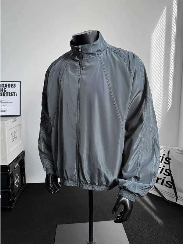 Lightweight Thin Black Ice Silk Men's Sun Protection Clothing Quick Dry Three-Proof Jacket Sporty American Style Outerwear