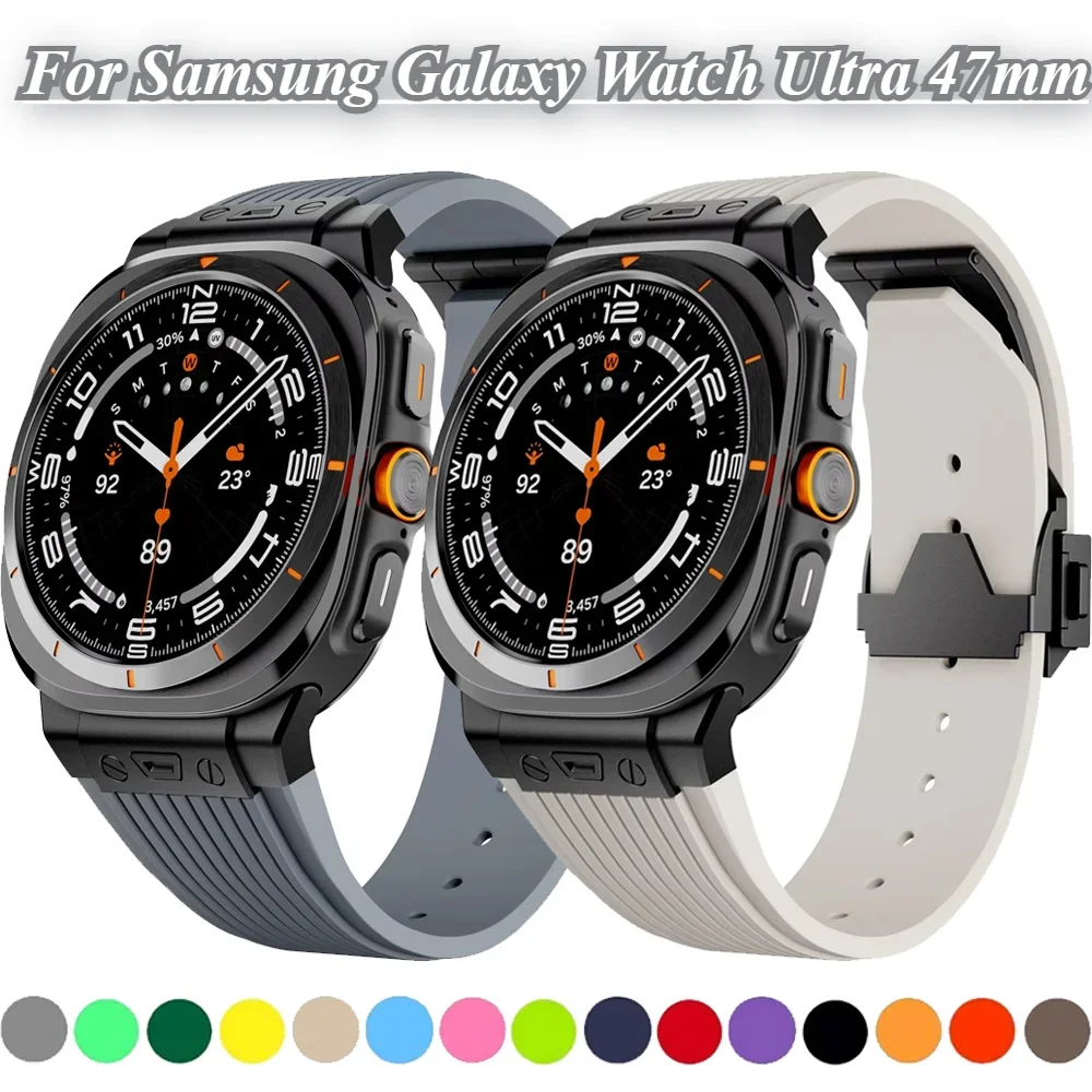 

Силиконовый ремешок премиум-класса для Samsung Galaxy Watch Ultra, 47 мм, браслет с металлической пряжкой, ремешок для Galaxy Watch 7 Ultra, аксессуары, ремень