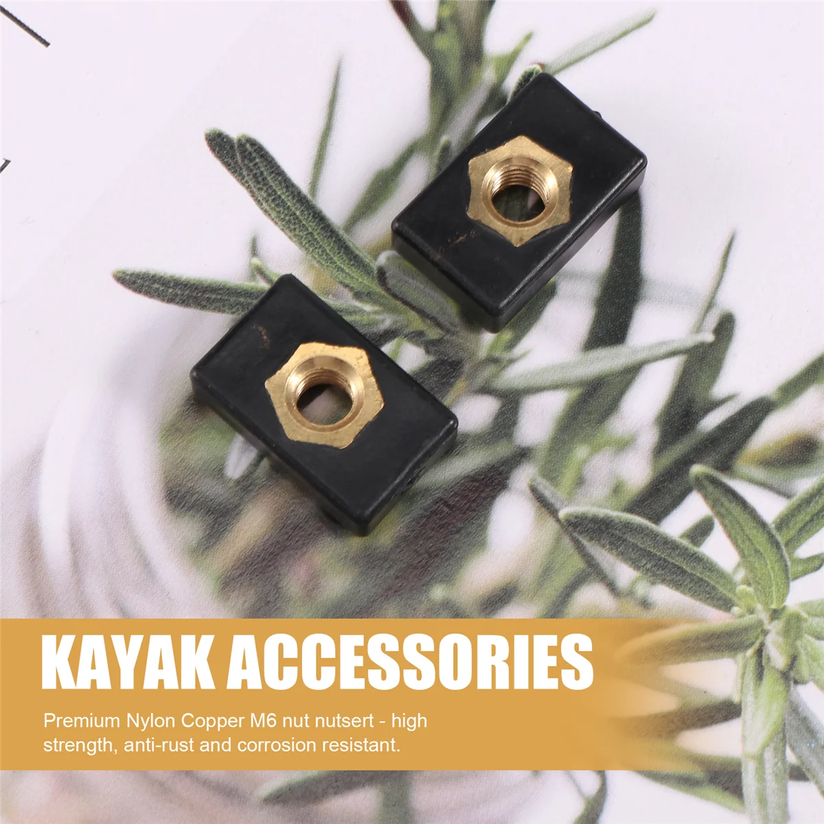 6Pcs M6 Copper Sliding Nut Side Mount Slide Track Rail Fishing Rod Pole Holder Mounting Base for Kayak Boat Canoe