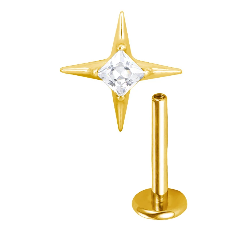 Titanium Ear Studs Piercing Half Sun and Star Lip Stud Earrings
