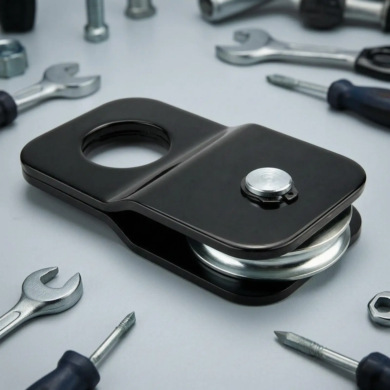 Steel Pulley Block for Winch Offroad Recovery Snatch Block Towing Pulley Heavy Duty Lifting Pulley Wheel with Rotating Sheave