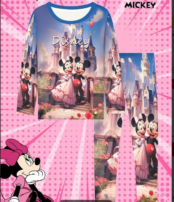 

Miniso's New Disney Mickey Mouse Long-sleeved and Long Pants Set, Comfortable Pajamas for Children and Adults, Sports Outerwear