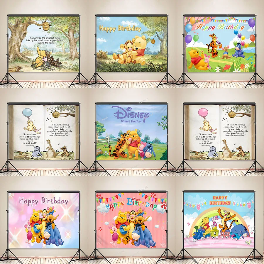 Winnie The Pooh Custom Backdrop Piglet Eeyore Tigger Pooh Birthday Backdrop Winnie The Pooh Banner Poster Pooh Baby Shower Decor