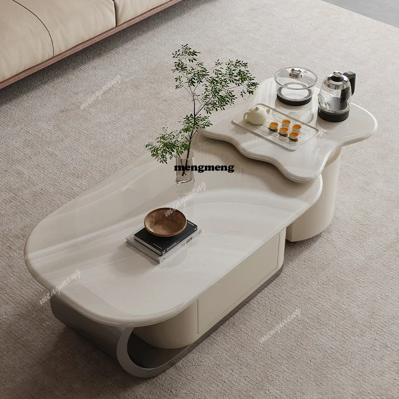 

Wheels Natural Storage Coffee Table Drawer Oval Unique Salon Coffee Table Design Minimalist Mobili Per Il Soggiorno Furniture