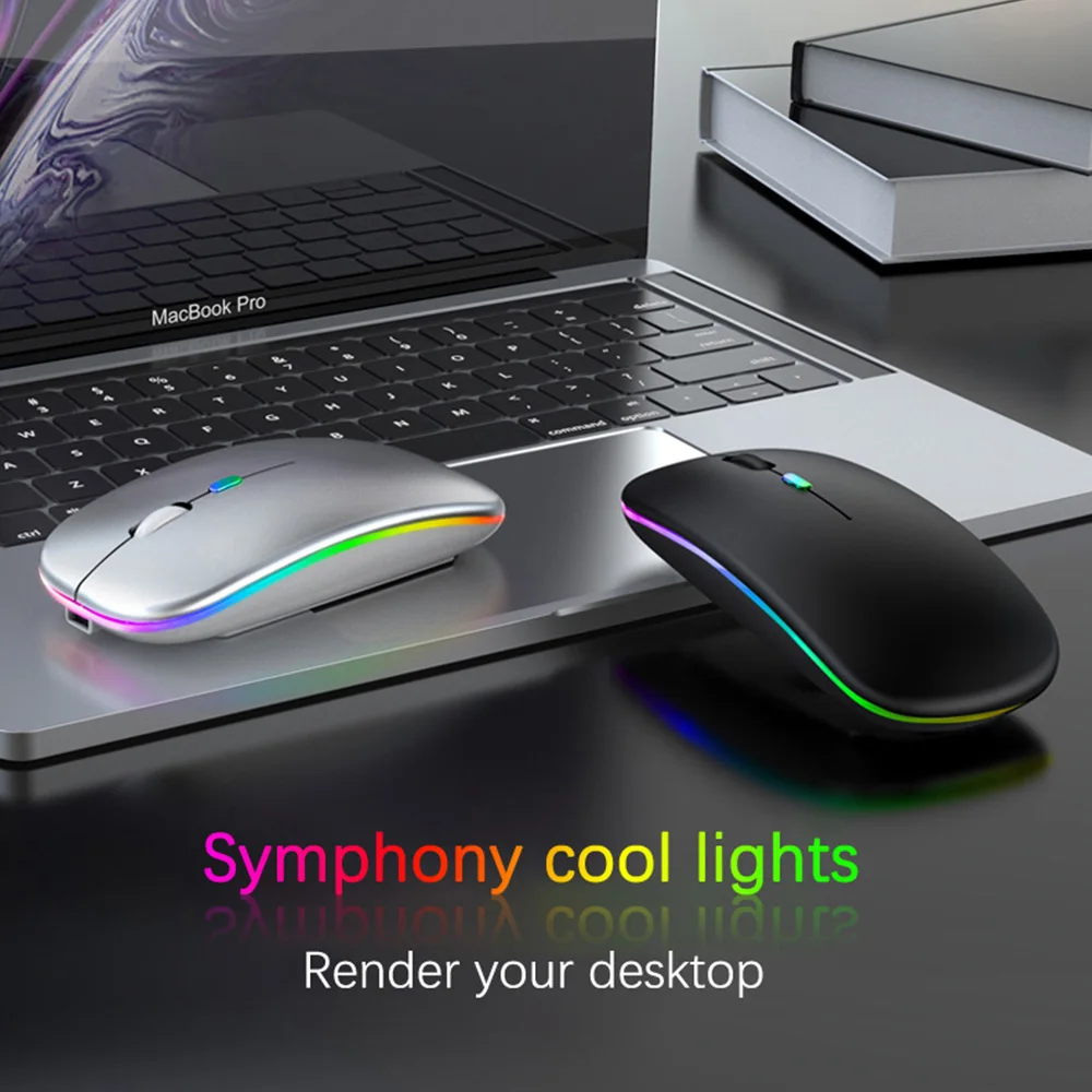 2.4GHz Wireless Bluetooth Mouse With USB Rechargeable RGB Gaming Mouse for Computer Laptop PC Macbook Gamer Mouse Dropshipping