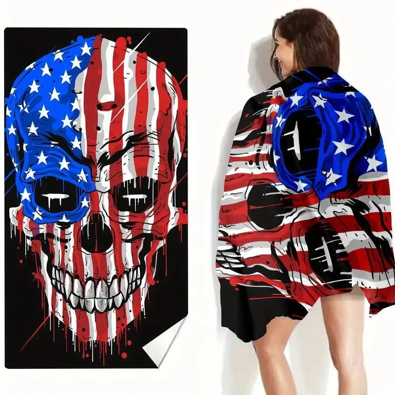 

American Flag Beach Towel Patriotic USA Star Stripe Print Quick Dry Microfiber Sand-Free Towel for 4th of July Summer Beach