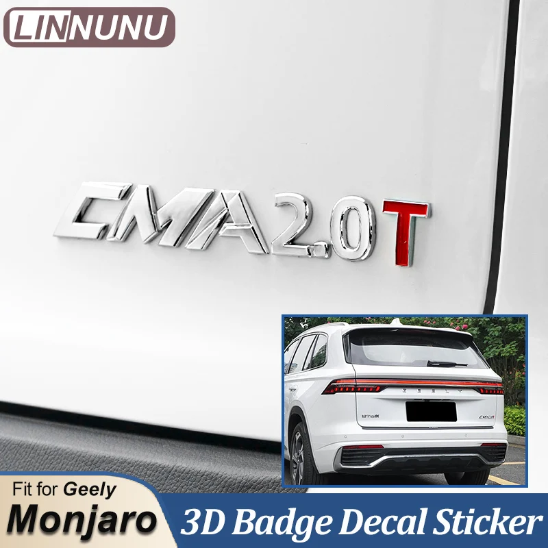 

LINNUNU Car 3D Badge Decal Sticker 2.0T CMA Edition Exterior Trunk Tailgate Emblems Fit for Geely Monjaro Boyue L Atlas Starray