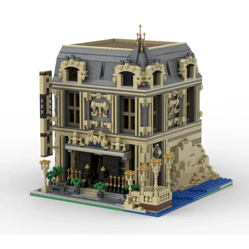 Moc bloco de construção modular big ben lounge palácio loja modelo tecnologia tijolo diy montagem cidade vista rua construir brinquedo presente